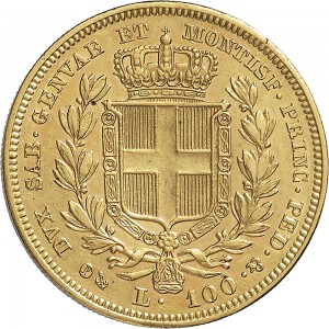 892R 100 lire 1835 Scudo sannitico Genova Oro