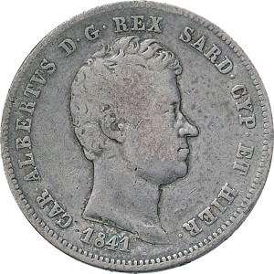 978D 2 lire 1841 Scudo sannitico Torino Argento