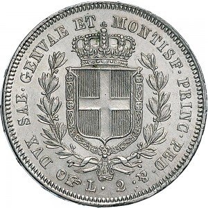 985R 2 lire 1846 Scudo sannitico Torino Argento
