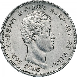 985D 2 lire 1846 Scudo sannitico Torino Argento