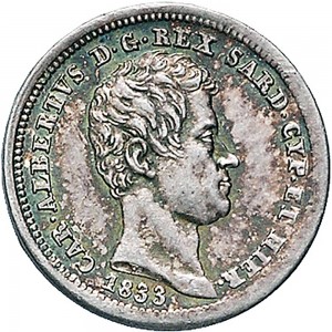 1006D 25 centesimi 1833 Scudo sannitico Genova Argento