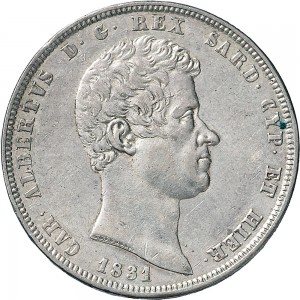 942D 5 lire 1831 Scudo sannitico 3° tipo Genova Argento
