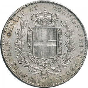 950R 5 lire 1835 Scudo sannitico 4° tipo Torino Argento
