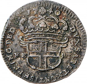 157R 2,6 soldi 1740 Scudo a cartoccio 1° tipo Torino Mistura di argento