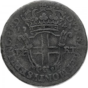 129R 5 soldi 1741 Scudo a cartoccio 2° tipo Torino Mistura di argento