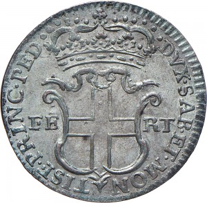 146R 5 soldi 1747 Scudo a cartoccio 3° tipo Torino Mistura di argento