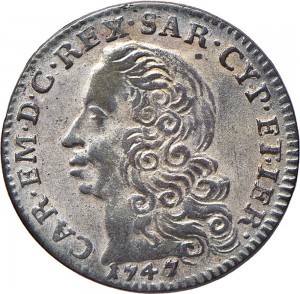 146D 5 soldi 1747 Scudo a cartoccio 3° tipo Torino Mistura di argento