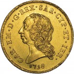 212D Carlino da 5 doppie 1758 Scudo rotondo Torino Oro