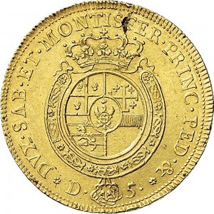 213R Carlino da 5 doppie 1768 Scudo rotondo Torino Oro