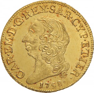 221D Doppia da 4 scudi 1758 Scudo rotondo Torino Oro