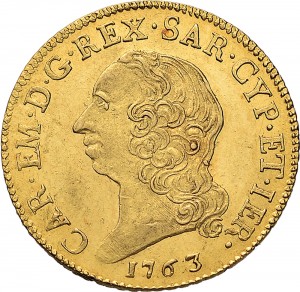 225D Doppia da 4 scudi 1763 Scudo rotondo Torino Oro