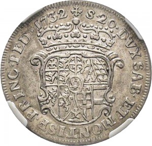 90R Lira da 20 soldi 1732 Scudo a cartoccio 1° tipo Torino Argento