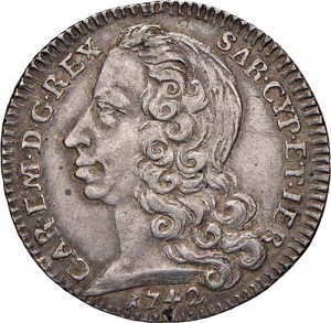 2402D Lira da 20 soldi 1742 Scudo sagomato 2° tipo Torino Argento