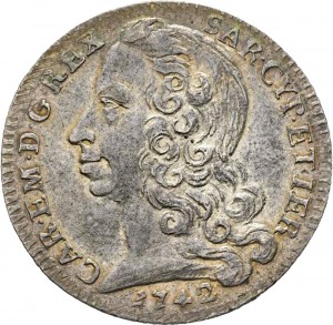 92D Lira da 20 soldi 1742 Scudo sagomato 2° tipo Torino Argento