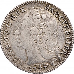 97D Lira da 20 soldi 1747 Scudo sagomato 3° tipo Torino Argento