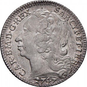 97D Lira da 20 soldi 1747 Scudo sagomato 3° tipo Torino Argento