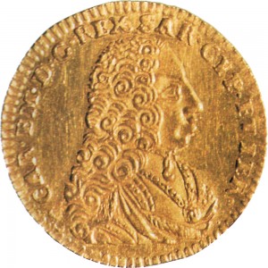 59D Mezza doppia da 2 scudi 1734 Scudo sagomato 1° tipo Torino Oro