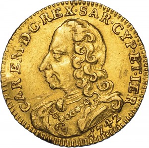 61D Mezza doppia da 2 scudi 1742 Scudo sagomato 2° tipo Torino Oro