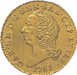 243D Mezza doppia 1761 Scudo rotondo Torino Oro