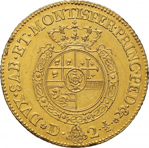 216R Mezzo carlino da 2,5 doppie 1757 Scudo rotondo Torino Oro