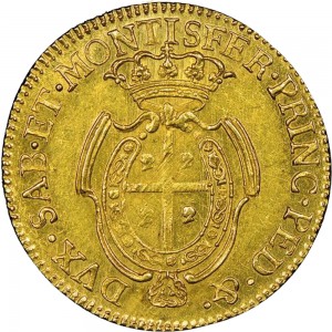 404R Mezzo carlino da 2,5 doppiette 1768 Scudo ovale a cartoccio Torino Oro