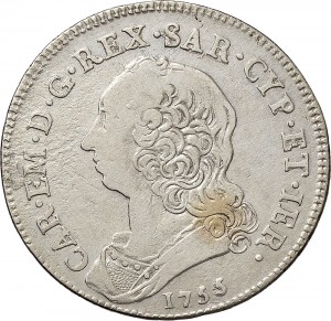 271D Mezzo scudo da 3 lire 1755 Scudo rotondo Torino Argento