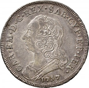 273D Mezzo scudo da 3 lire 1757 Scudo rotondo Torino Argento