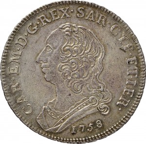 274D Mezzo scudo da 3 lire 1758 Scudo rotondo Torino Argento