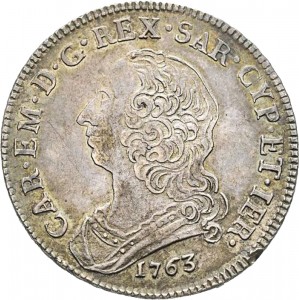 279D Mezzo scudo da 3 lire 1763 Scudo rotondo Torino Argento