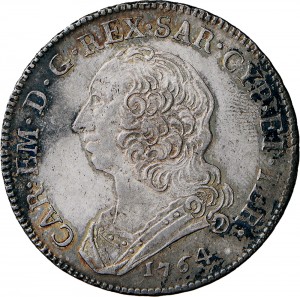 280D Mezzo scudo da 3 lire 1764 Scudo rotondo Torino Argento