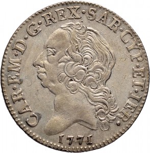 420D Mezzo scudo da 5 reali 1771 Scudo a cartoccio Torino Argento