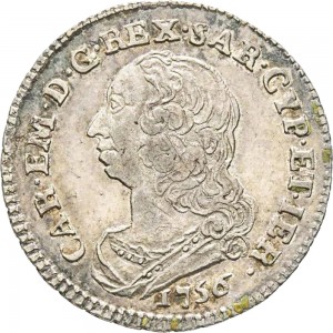 309D Ottavo di scudo da 0,15 lire 1756 Scudo rotondo Torino Argento