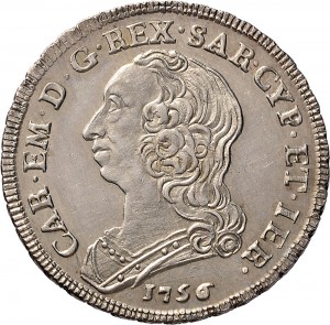 290D Quarto di scudo da 1,10 lire 1756 Scudo rotondo Torino Argento
