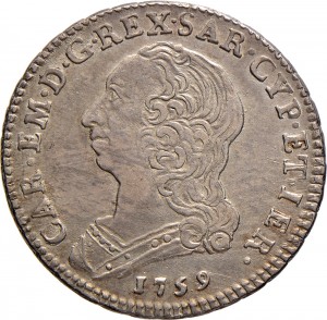 293D Quarto di scudo da 1,10 lire 1759 Scudo rotondo Torino Argento