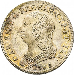 297D Quarto di scudo 1763 Scudo rotondo Torino Argento