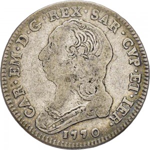 304D Quarto di scudo 1770 Scudo rotondo Torino Argento