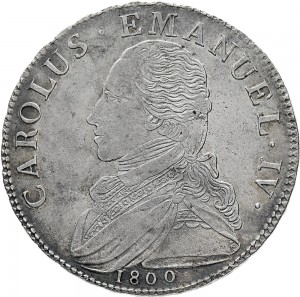 727D Mezzo scudo da 3 lire 1800 Scudo rotondo Torino Argento
