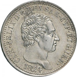 849D Lira 1824 Scudo svizzero Genova Argento