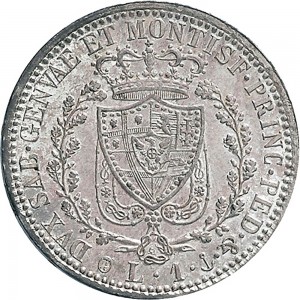 857R Lira 1828 Scudo svizzero Genova Argento