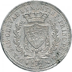 839R 2 lire 1825 Scudo svizzero Torino Argento