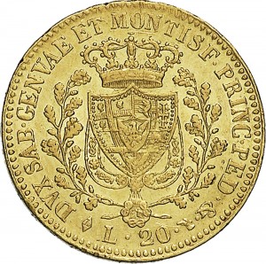 806R 20 lire 1825 Scudo svizzero Torino Oro