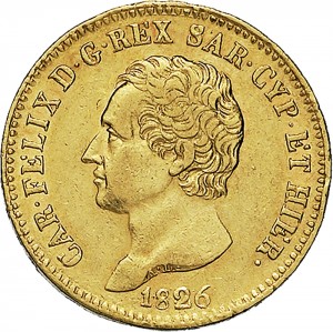 807D 20 lire 1826 Scudo svizzero Torino Oro