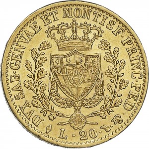 811R 20 lire 1828 Scudo svizzero Torino Oro