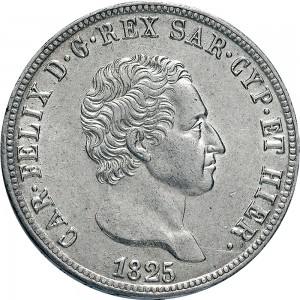 824D 5 lire 1825 Scudo svizzero Torino Argento
