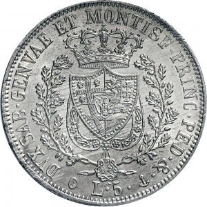 829R 5 lire 1828 Scudo svizzero Genova Argento