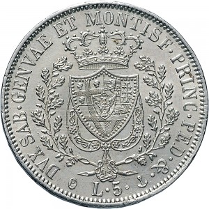 831R 5 lire 1829 Scudo svizzero Genova Argento