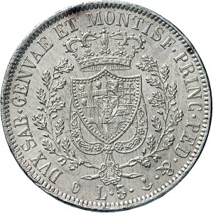833R 5 lire 1830 Scudo svizzero Genova Argento