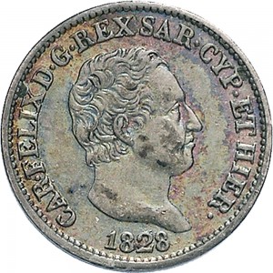 870D 50 centesimi 1828 Scudo svizzero Torino Argento