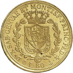 783R 80 lire 1825 Scudo svizzero Genova Oro