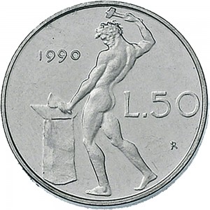 2068R 50 lire 1990 Vulcano 2° tipo Roma Acmonital
